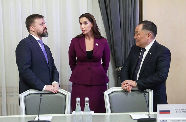 Chairman of the Committee on Regional Policy and Local Self-Government Alexey Didenko, member of the Committee on International Affairs Roza Chemeris and Deputy Chairman of the State Duma Sholban Kara-ool