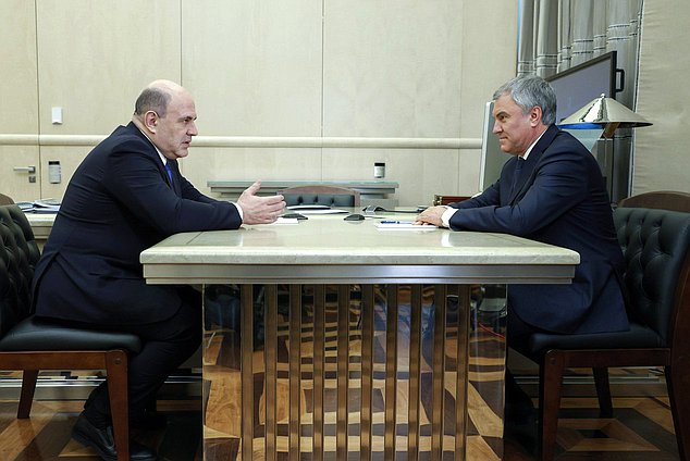 Председатель Государственной Думы Вячеслав Володин и Председатель Правительства РФ Михаил Мишустин