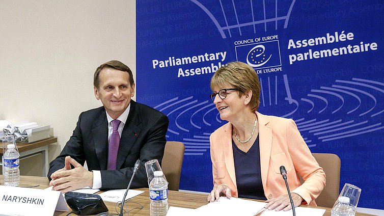   Встреча Сергея Нарышкина с Председателем Парламентской Ассамблеи Совета Европы (ПАСЕ) Анн Брассёр.