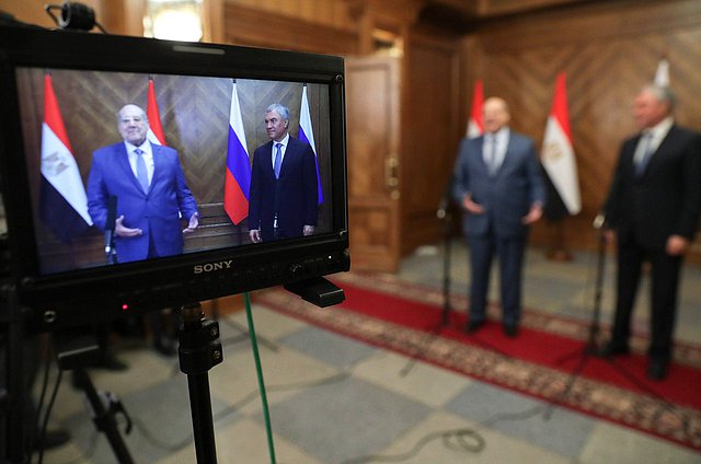 Председатель Государственной Думы Вячеслав Володин и Председатель Сената Арабской Республики Египет Абдельвахаб Абдерразек