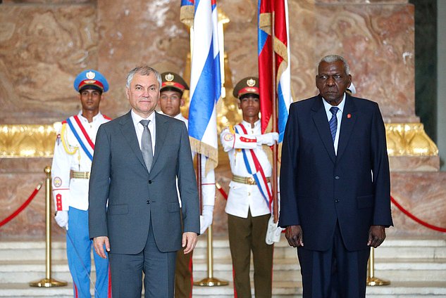 Chairman of the State Duma Vyacheslav Volodin and President of the National Assembly of People's Power and the Council of State of Cuba Esteban Lazo Hernández