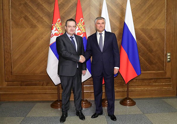 Chairman of the State Duma Viacheslav Volodin and Speaker of the National Assembly of the Republic of Serbia Ivica Dacic