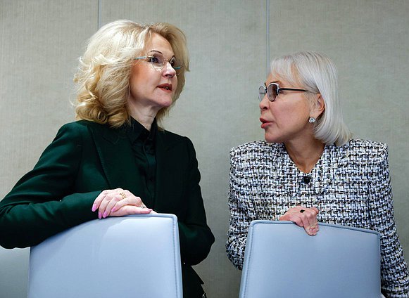 Заместитель Председателя Правительства РФ Татьяна Голикова и Первый заместитель Председателя Комитета по экономической политике Надежда Школкина
