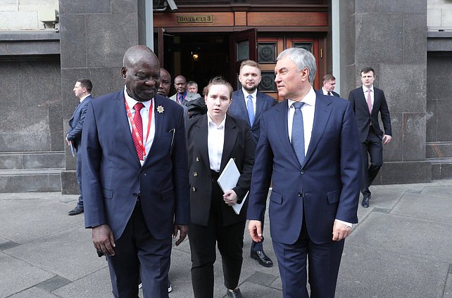 Chairman of the State Duma Vyacheslav Volodin and President of the National Assembly of the Central African Republic Simplice Mathieu Sarandji