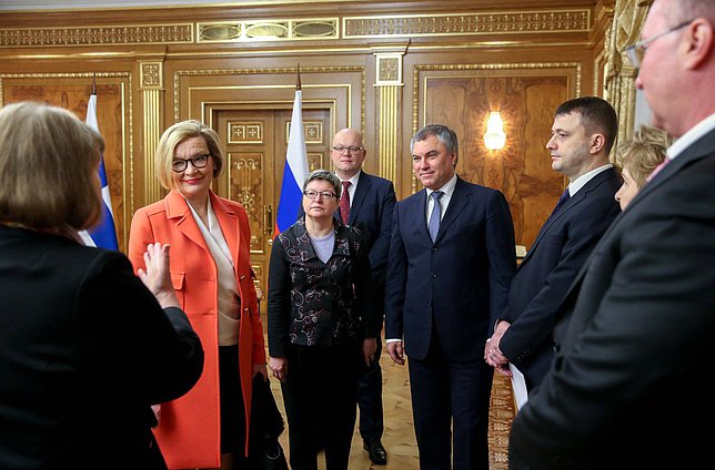 Chairman of the State Duma Viacheslav Volodin and Speaker of the Parliament of the Republic of Finland Paula Risikko