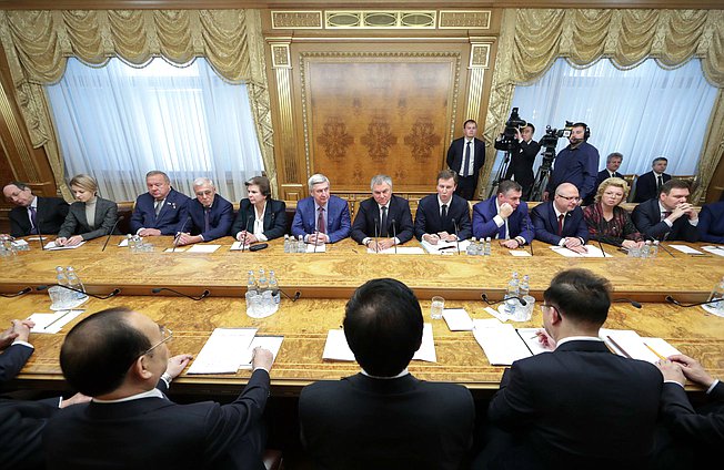 Meeting of Chairman of the State Duma Viacheslav Volodin and Chairman of the Standing Committee of the National People's Congress of the People's Republic of China Li Zhanshu