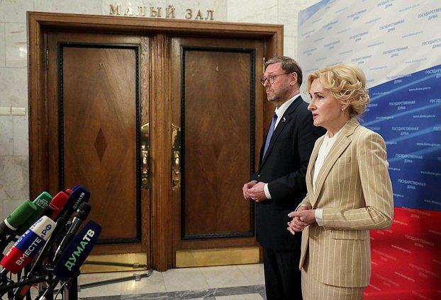 Deputy Speaker of the Federation Council Konstantin Kosachev and Deputy Chairwoman of the State Duma Irina Yarovaya