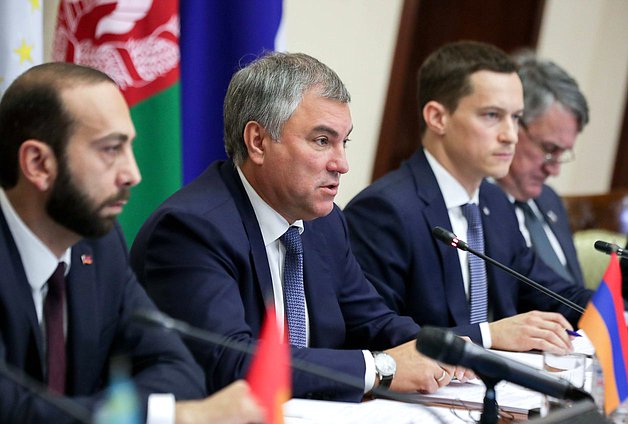 President of the National Assembly of the Republic of Armenia Ararat Mirzoyan, Chairman of the State Duma Viacheslav Volodin and Executive Secretary of the CSTO PA Sergei Pospelov