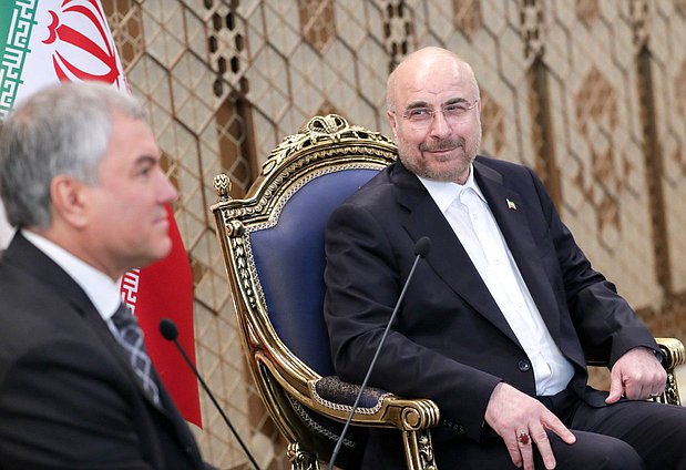 Chairman of the State Duma Vyacheslav Volodin and Speaker of the Islamic Consultative Assembly of the Islamic Republic of Iran Mohammad Bagher Ghalibaf