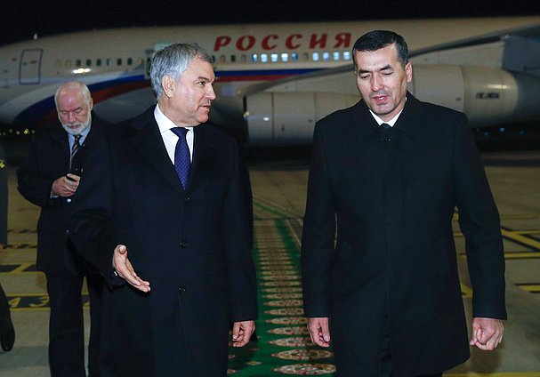 Chairman of the State Duma Vyacheslav Volodin and Deputy Chairman of the Mejlis of Turkmenistan Gurbanmyrat Ashyrov