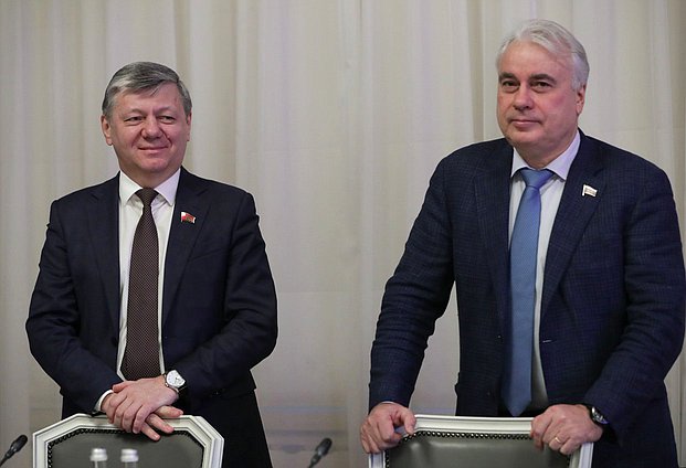 Первый заместитель Председателя Комитета по международным делам Дмитрий Новиков и Председатель Комитета по энергетике Павел Завальный