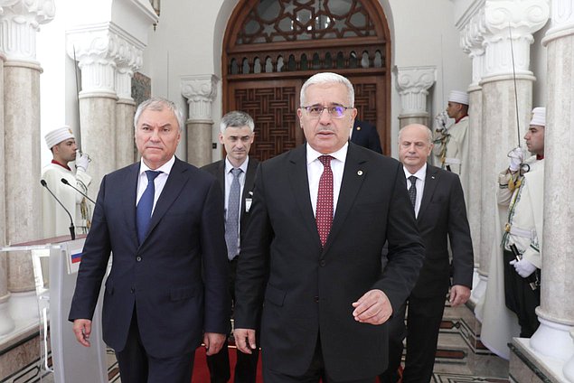 Chairman of the State Duma Vyacheslav Volodin and Speaker of the National People’s Assembly of the People's Democratic Republic of Algeria Brahim Boughali