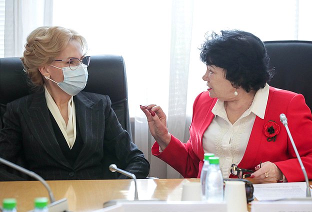 Заместитель Председателя Государственной Думы Ирина Яровая и Председатель Комитета по вопросам семьи, женщин и детей Тамара Плетнева