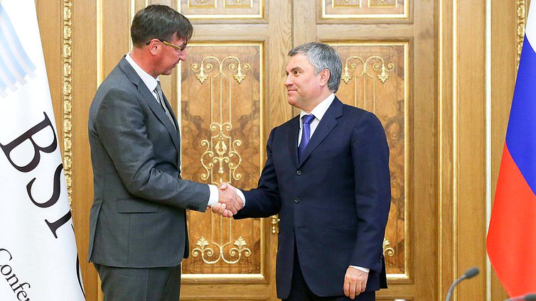 Председатель Государственной Думы Вячеслав Володин и Председатель Парламентской конференции Балтийского моря Йорген Петтерссон