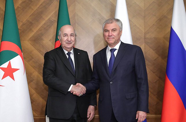 Chairman of the State Duma Vyacheslav Volodin and President of the People’s Democratic Republic of Algeria Abdelmadjid Tebboune