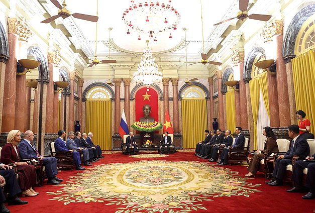 Meeting of Chairman of the State Duma Vyacheslav Volodin and President of the Socialist Republic of Vietnam Lương Cường