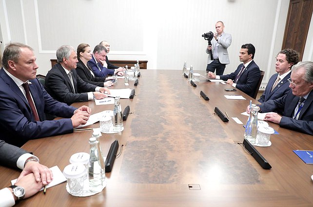 Meeting of Chairman of the State Duma Vyacheslav Volodin and First Vice President of the Federal Senate of the National Congress of the Federative Republic of Brazil Veneziano Vital do Rêgo Segundo Neto