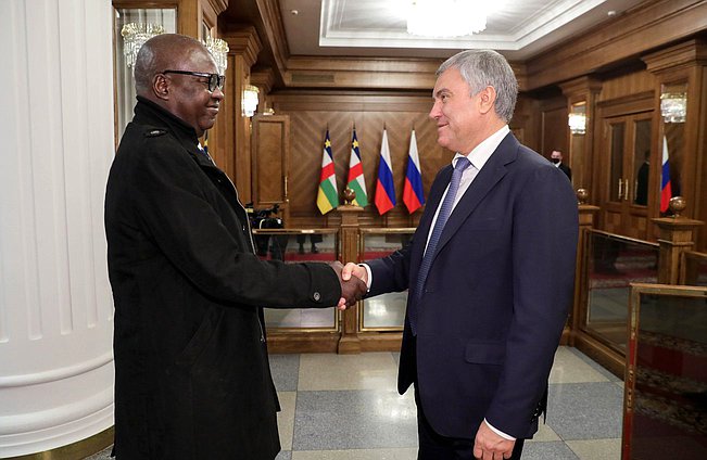 Chairman of the State Duma Vyacheslav Volodin and President of the National Assembly of the Central African Republic Simplice Mathieu Sarandji