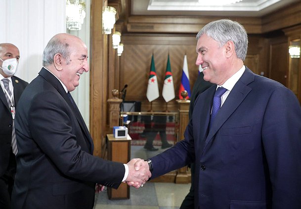 Chairman of the State Duma Vyacheslav Volodin and President of the People’s Democratic Republic of Algeria Abdelmadjid Tebboune