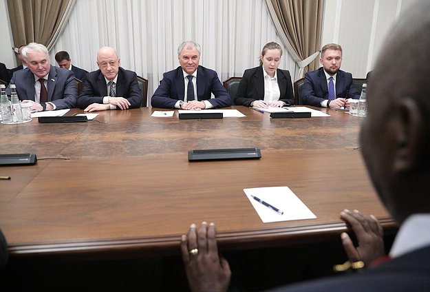 Meeting of Chairman of the State Duma Vyacheslav Volodin and President of the National Assembly of the Central African Republic Simplice Mathieu Sarandji