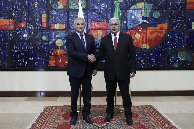 Chairman of the State Duma Vyacheslav Volodin and Speaker of the National People’s Assembly of the People's Democratic Republic of Algeria Brahim Boughali