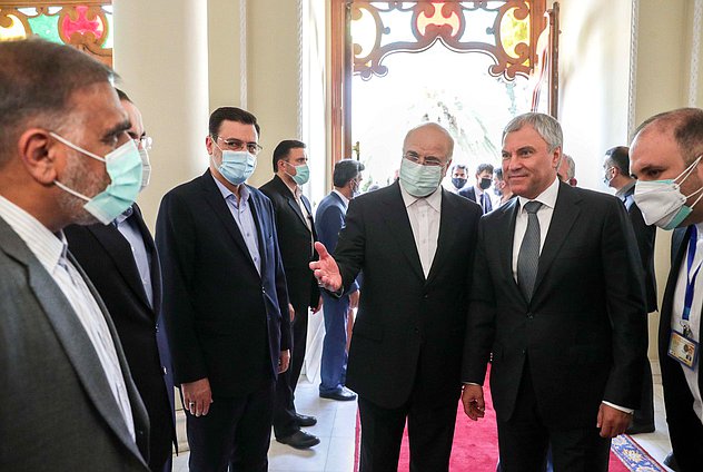 Chairman of the State Duma Viacheslav Volodin and Speaker of the Islamic Consultative Assembly of the Islamic Republic of Iran Mohammad Bagher Ghalibaf