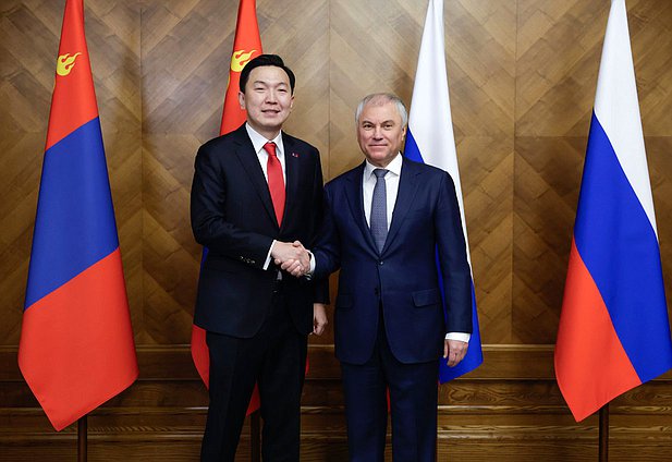 Встреча Председателя Государственной Думы Вячеслава Володина с Председателем Великого Государственного Хурала Монголии Ням-Осорын Учралом