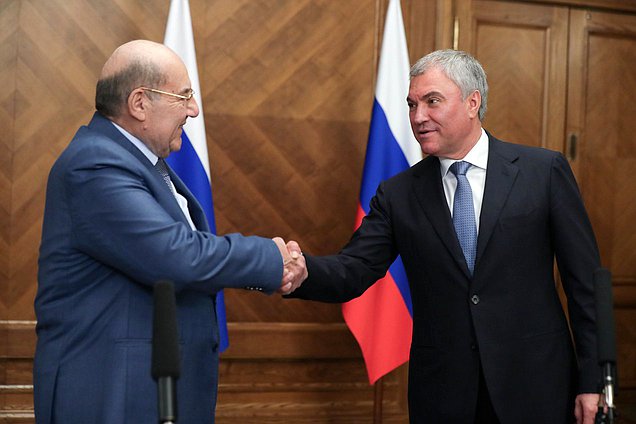 Председатель Государственной Думы Вячеслав Володин и Председатель Сената Арабской Республики Египет Абдельвахаб Абдерразек