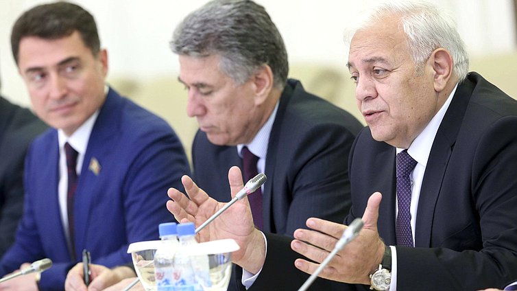 Встреча российских парламентариев во главе с Председателем ГД Вячеславом Володиным с Председателем Милли Меджлиса Октаем Осадовым