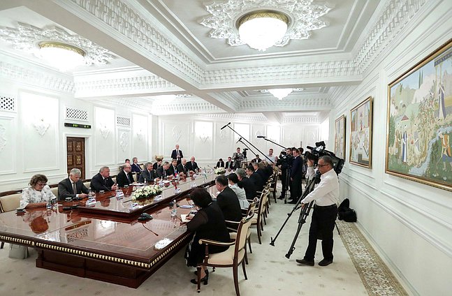 Meeting of Chairman of the State Duma Viacheslav Volodin with Speaker of the Legislative Chamber of the Oliy Majlis Nuriddinjon Ismailov