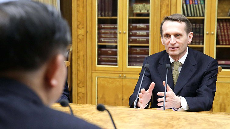 Встреча Председателя Государственной Думы 
Федерального Собрания Российской Федерации C.Е.Нарышкина 
с заместителем Председателя Постоянного Комитета 
Всекитайского Собрания Народных Представителей 
Китайской Народной Республики Чэнь Чжу
