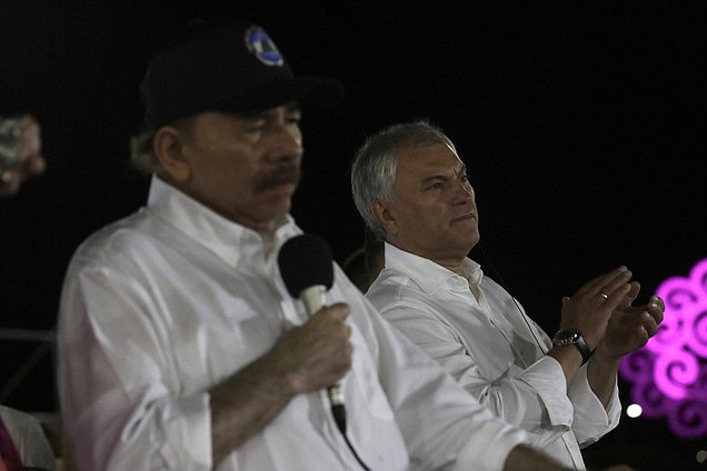 President of the Republic of Nicaragua Daniel Ortega Saavedra and Chairman of the State Duma Vyacheslav Volodin