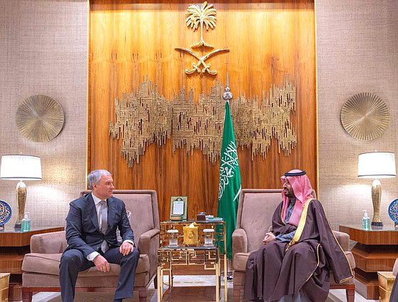 国家杜马主席维亚切斯拉夫·沃洛金与沙特阿拉伯王储穆罕默德·本·萨勒曼·阿勒沙特会面