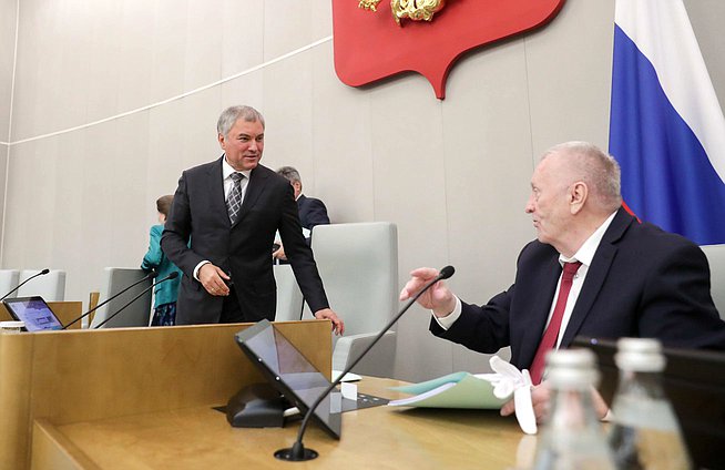 Председатель Государственной Думы Вячеслав Володин и руководитель фракции ЛДПР Владимир Жириновский