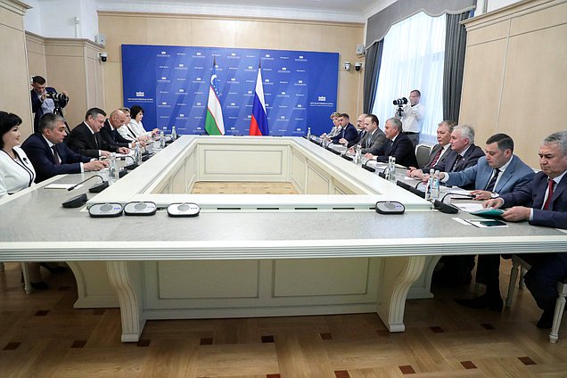 Встреча Председателя Государственной Думы Вячеслава Володина с Председателем Законодательной палаты Олий Мажлиса Республики Узбекистан Нурдинжоном Исмоиловым