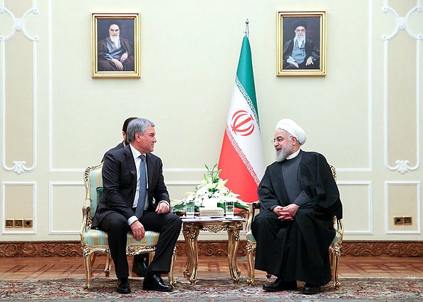 Chairman of the State Duma Viacheslav Volodin and President of the Islamic Republic of Iran Hassan Rouhani