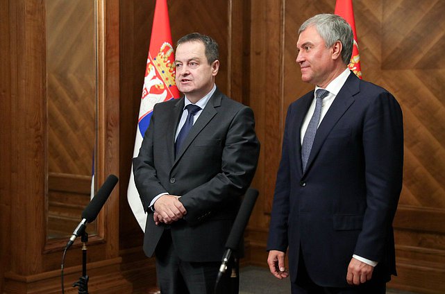 Chairman of the State Duma Viacheslav Volodin and Speaker of the National Assembly of the Republic of Serbia Ivica Dacic