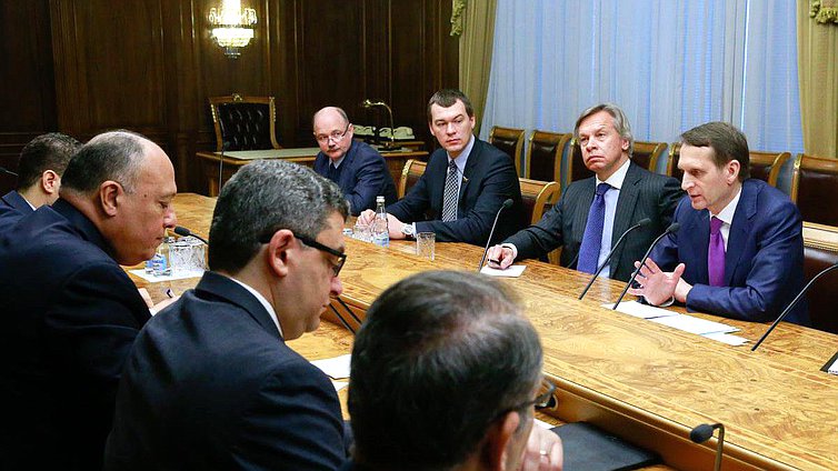 Встреча Председателя Государственной Думы  

Федерального Собрания Российской Федерации С.Е.Нарышкина  

c Министром иностранных дел Арабской Республики Египет С.Шукри. 

