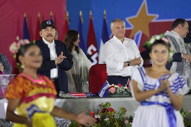 President of the Republic of Nicaragua Daniel Ortega Saavedra and Chairman of the State Duma Vyacheslav Volodin