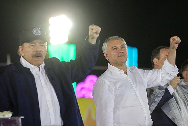 President of the Republic of Nicaragua Daniel Ortega Saavedra and Chairman of the State Duma Vyacheslav Volodin