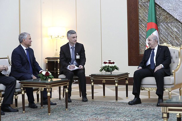 Chairman of the State Duma Vyacheslav Volodin and President of the People's Democratic Republic of Algeria Abdelmadjid Tebboune