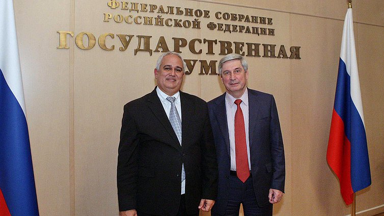   Встреча Первого заместителя Председателя Государственной Думы Ивана Мельникова и группы депутатов Государственной Думы с Послом Республики Куба в Российской Федерации Эмилио Лосада Гарсия.