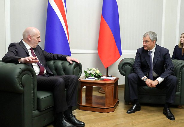 Chairman of the State Duma Viacheslav Volodin and Speaker of Althingi of the Republic of Iceland Steingrímur J. Sigfússon