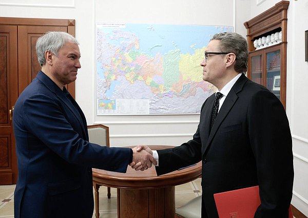 Председатель Государственной Думы Вячеслав Володин и губернатор Вологодской области Георгий Филимонов