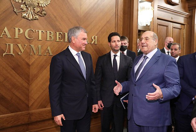 Председатель Государственной Думы Вячеслав Володин и Председатель Сената Арабской Республики Египет Абдельвахаб Абдерразек