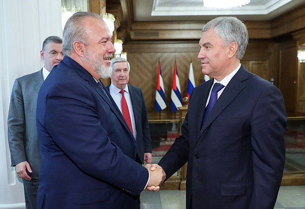 Chairman of the State Duma Vyacheslav Volodin and Prime Minister of the Republic of Cuba Manuel Marrero Cruz