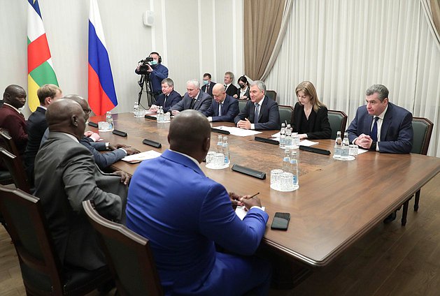 Meeting of Chairman of the State Duma Vyacheslav Volodin and President of the National Assembly of the Central African Republic Simplice Mathieu Sarandji