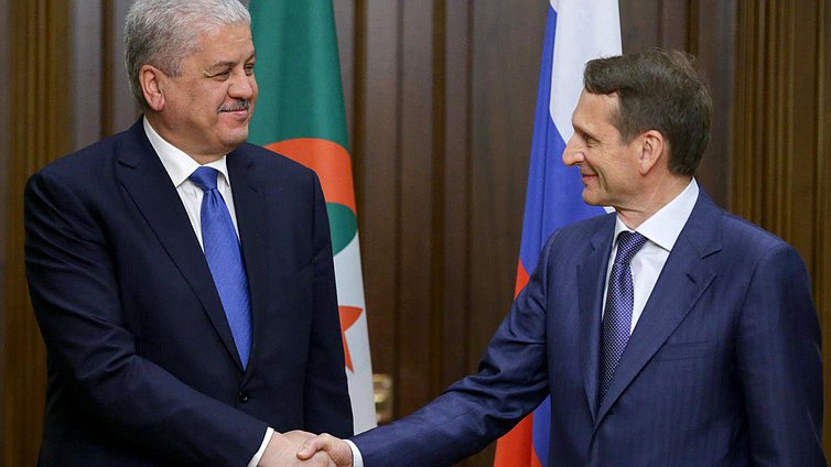 Встреча Председателя Государственной Думы 
Федерального Собрания Российской Федерации С.Е.Нарышкина 
c Премьер-министром Алжирской Народной Демократической Республики А.Селлялем.  
