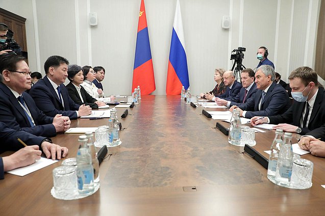 Meeting of Chairman of the State Duma Vyacheslav Volodin and President of Mongolia Ukhnaagiin Khurelsukh