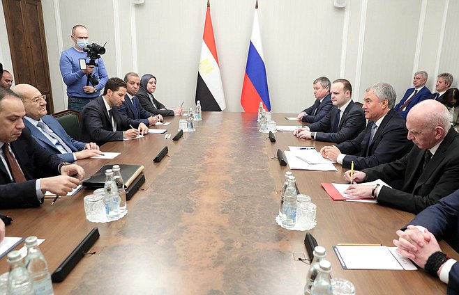 Встреча Председателя Государственной Думы Вячеслава Володина с Председателем Сената Арабской Республики Египет Абдельвахабом Абдерразеком